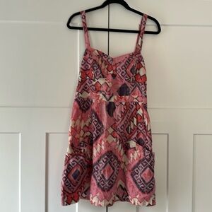 Pink boho patterned mini-dress